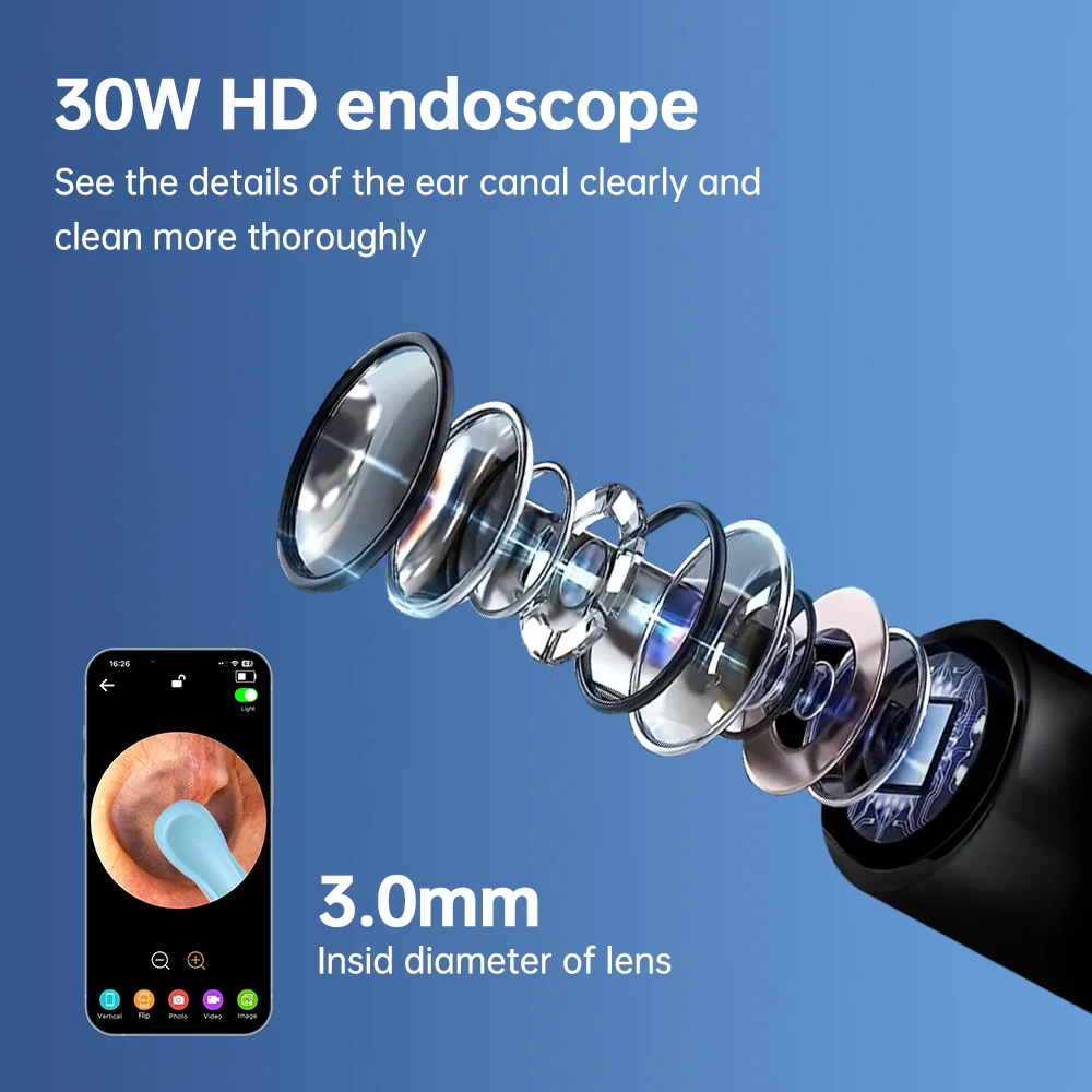 Wireless Smart HD Endoscope Luminous Ear Pick Ear Picking Tool Ear Cleaner High Precision Ear Wax Removal Tool with Camera Light