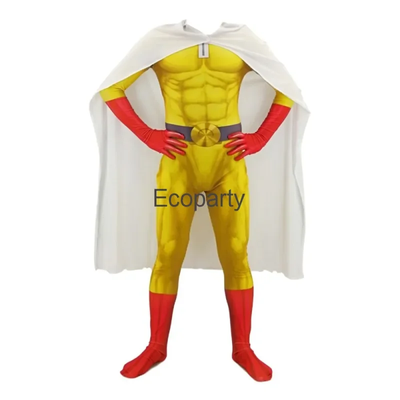 Adult kids anime one punch-man Kyoto cosplay costume Sonic Zentai hero jumpsuits cloak set men Halloween Carnival party outfit