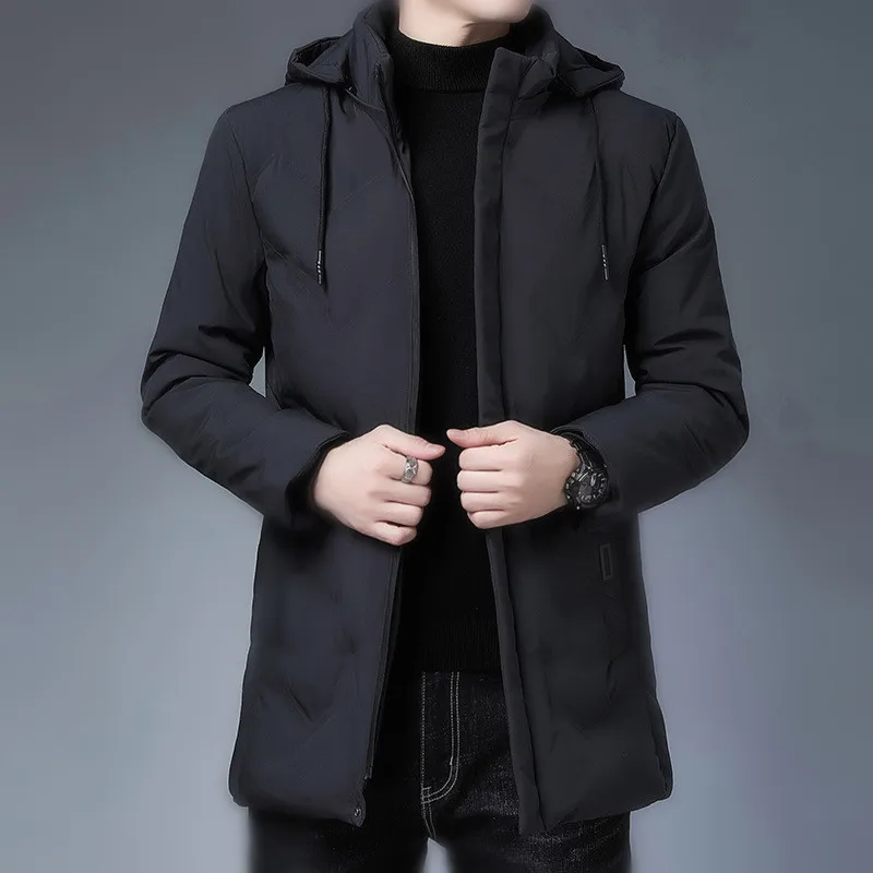 Parkas cálidas de lana para hombre, abrigos de invierno, chaquetas casuales de moda, cuello desmontable