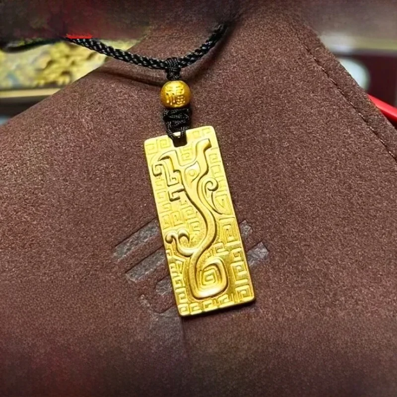golden-dragon-pendant-necklace-woven-rope-sweater-chain-graduation-gift-from-gold-shop-century-fortune-brand-new-chinese-style
