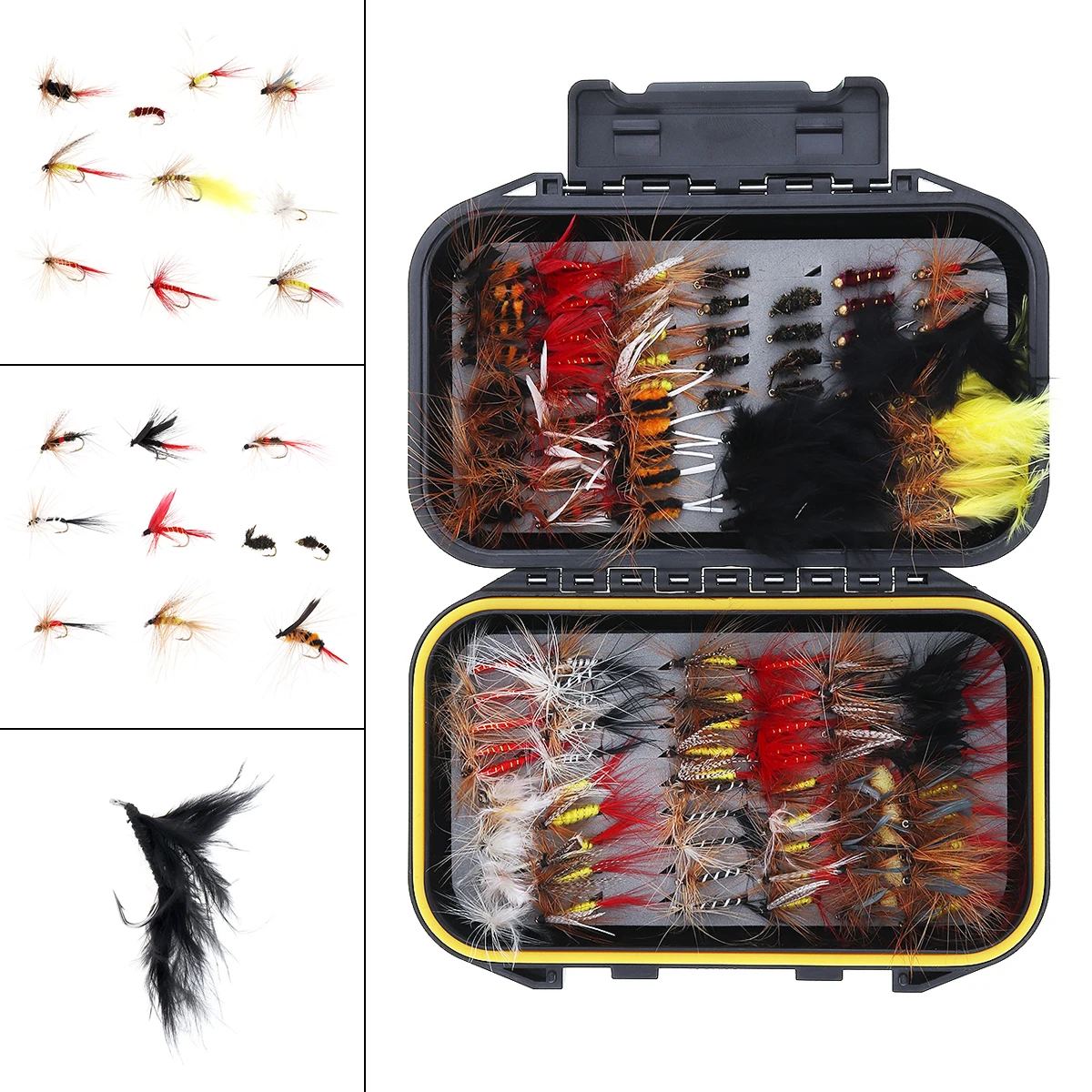 

120pcs/lot Fly Fishing Lures Simulation Flies Butterfly Hook Trout Lures Fishing Bait Kit with Waterproof Case