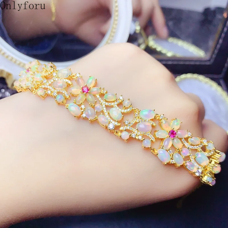 Natural Opal bracelet Classic Fashion Jewelry S925 Silver Plated 18K Gold Opal bracelet Gemstone Engagement Fall New Product