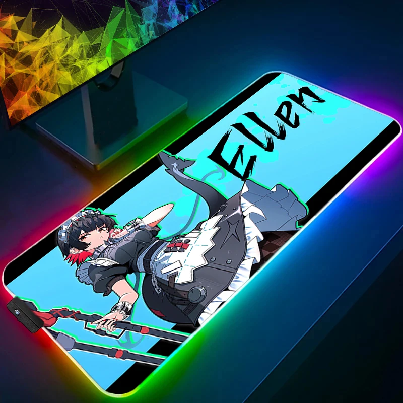 Mouse Pad Gamer RGB Computer HD Desk Mat Modern Table Keyboard Pad LED Laptop Zenless Zone Zero Ellen Joe Carpet Gaming Mousepad