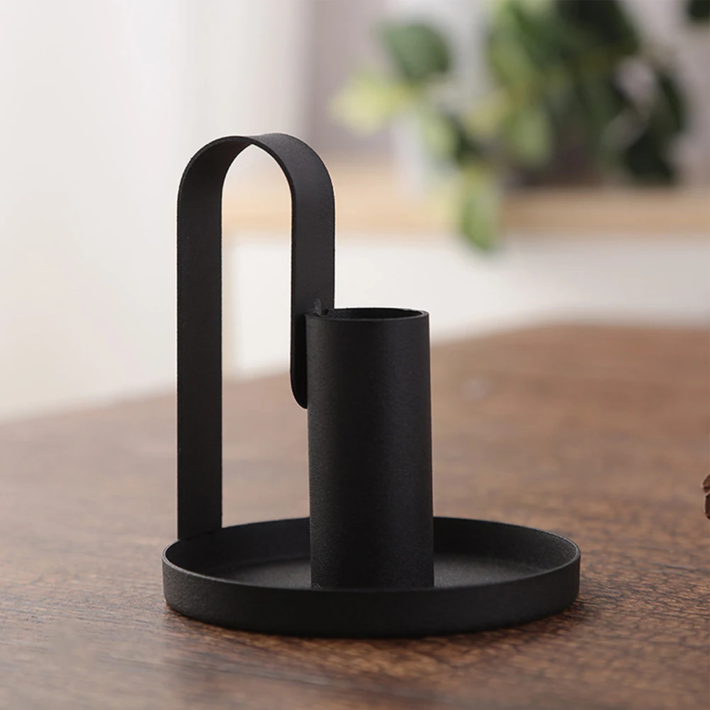 

2Pcs Decorative Iron Candlesticks Living Room Decors Long-Lasting Use Create Warm Atmosphere Holder