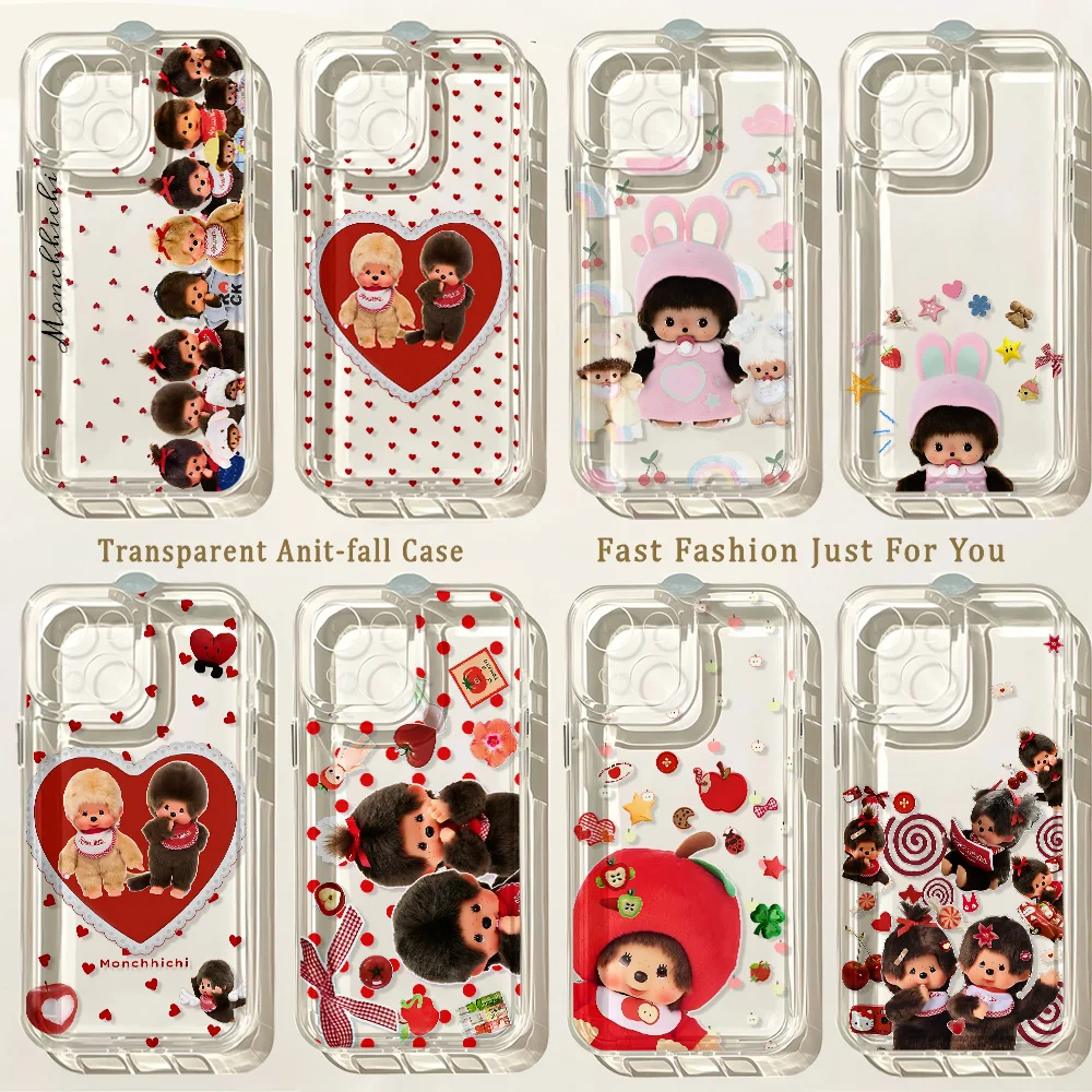

HOT Cute Monchhichis New Phone Case For iPhone 17e 17 16 16e 15 14 13 12 11 Mini Pro Max X XR XSMax Air Plus Transparent Cover