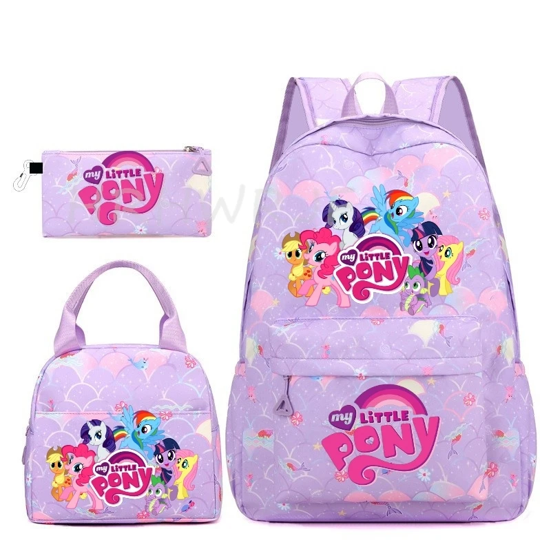 My Little Pony Backpack Cartoon Girls Capacity Teens Laptop School Bags 3pcs Lovely Women Daily Travel Mochilas With Lunch Bags