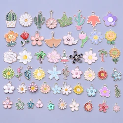 Mix Jewelry Pendants Flowers Charms For Jewelry Making Kawaii Bulk Sunflower Enamel Charm Material Breloque Digen Para Bisuteria