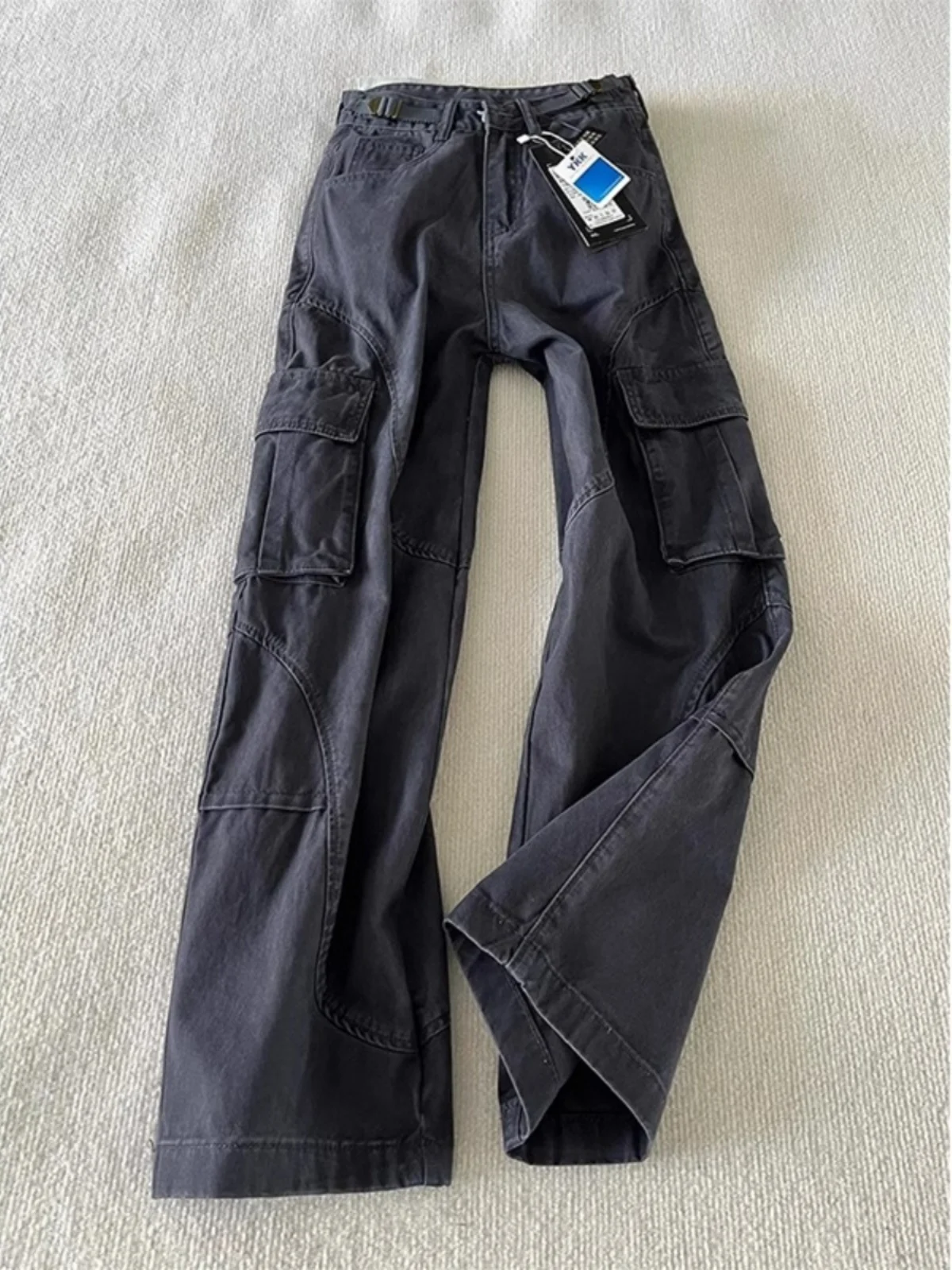 

Deep ey Men's Loose Straight Leg Workwear Trousers with Big kets Retro American Casual Pants Youth Vitali Sle