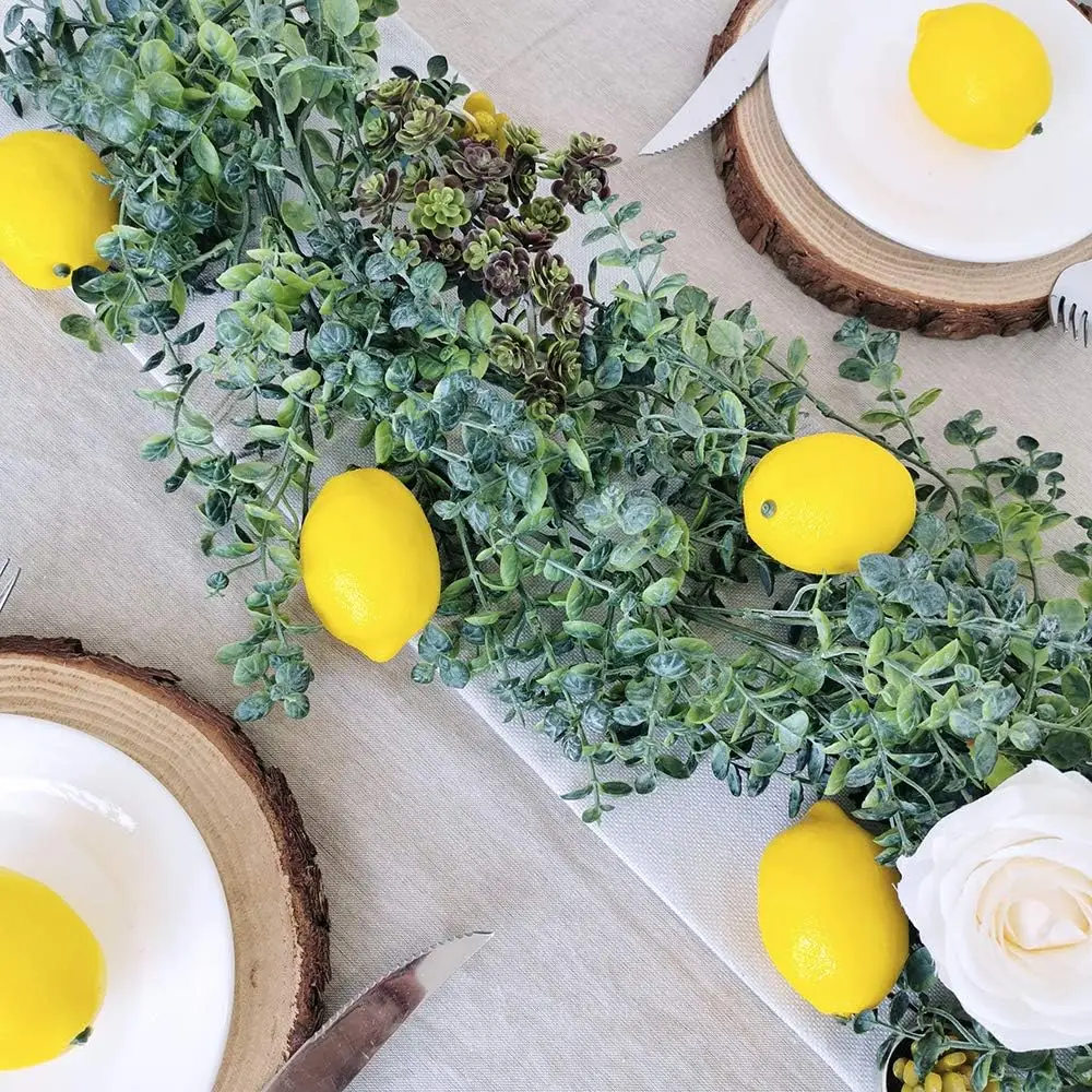 12 Pack Faux Yellow Lemons Artificial Fruits Fake Lemons Lifelike Simulation for Lemonade Party Kitchen Table Summer Decorations - view 6