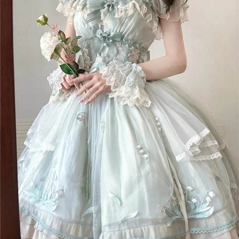 

If the grass color sweet embroidery strap ceremony elegant gorgeous dress