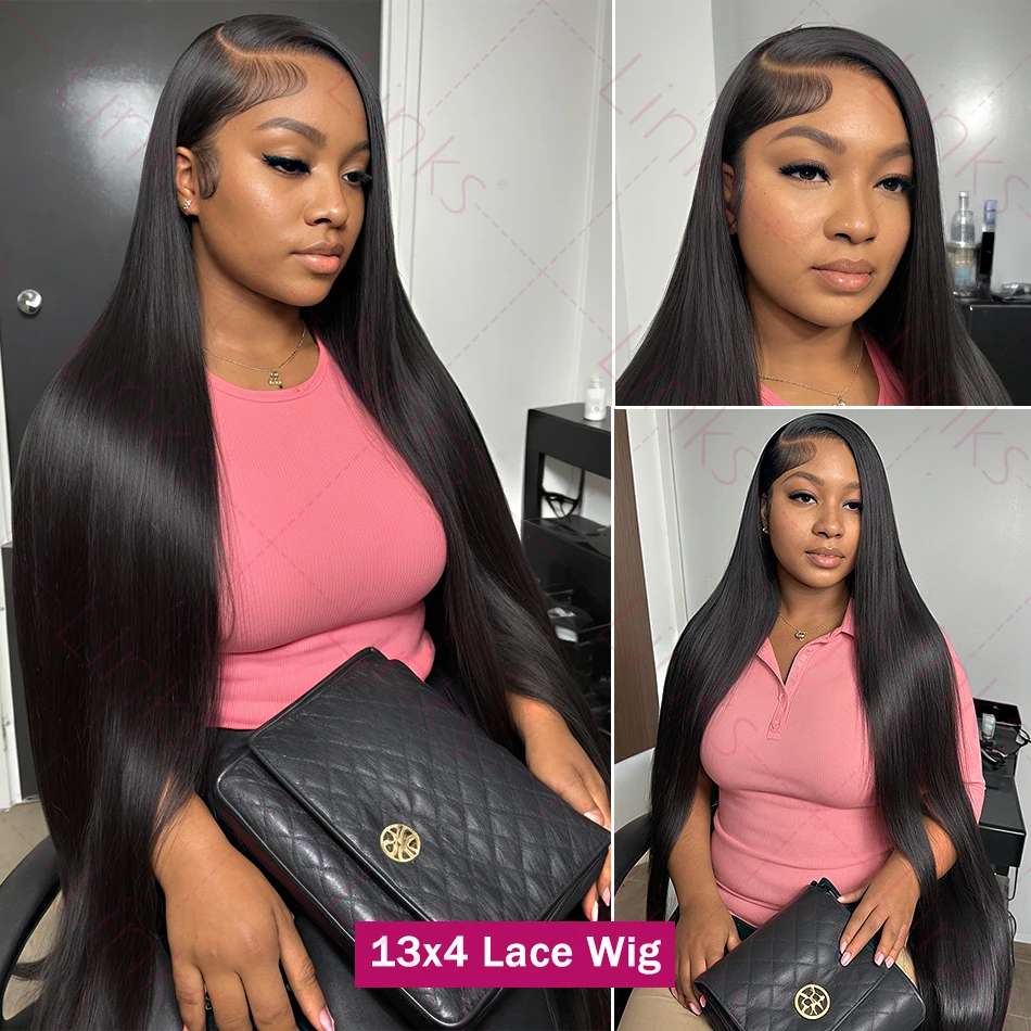 Bone Straight HD Transparent Lace Front Human Hair Wigs 36 40 42 Inches 13x4 Lace Frontal Wig 100% Human Hair 200% Lace Wigs