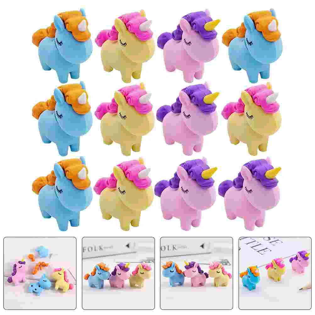 12 Pcs Eraser Mini Erasers for Kids Bulk Cute Girls Scented Puzzles Cap Pencils Take Apart Unicorn School Supplies Child