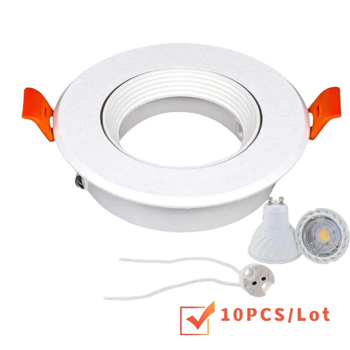 Okrągła biała wpuszczana lampa sufitowa LED Spotlight GU10 MR16 Oprawa oprawki Downlight Regulowana rama Obudowa Stała