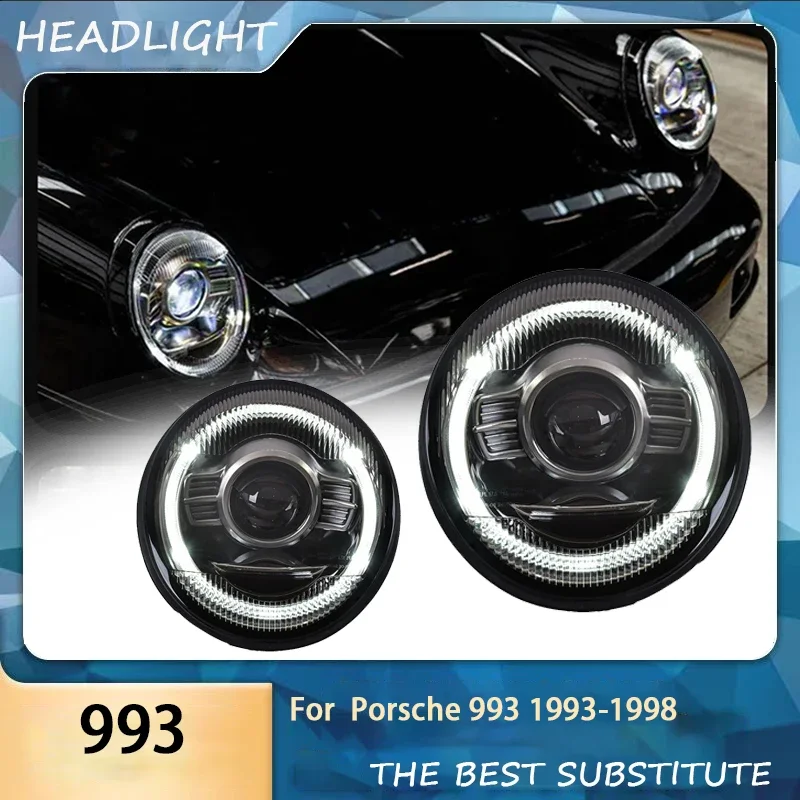 For Porsche 911 1993-1998 Headlight 993 Modified With LED Daytime Running Lights and Dual Lens Headlights Auto Accessories