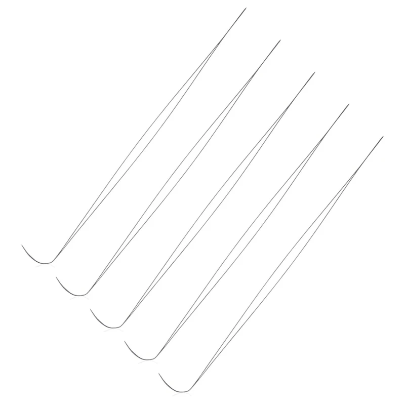 Aiguilles à perles incurvées en acier inoxydable, 5 pièces, grand œil, pour couture, bricolage