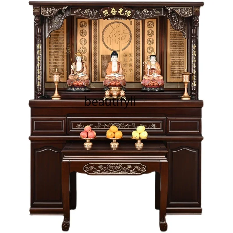 Solid wood Buddhist cabinet, Buddhist niche, new Chinese vertical  household shrine cabinet, Zhongtang Buddhist table offering