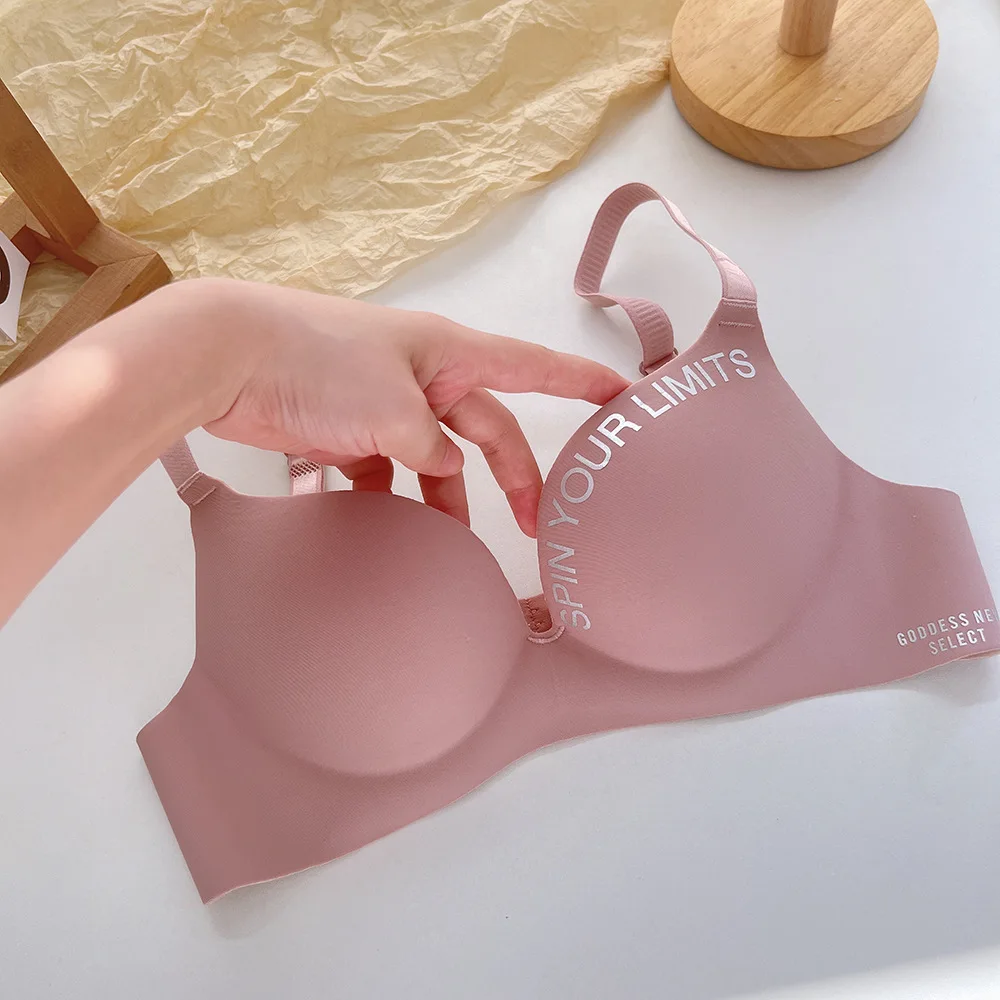 2023 New Fashion Women Seamless Bra Sexy Push Up Bralette Underwear Wireless Female Lingerie Letter Pattern Bras Three Quarters