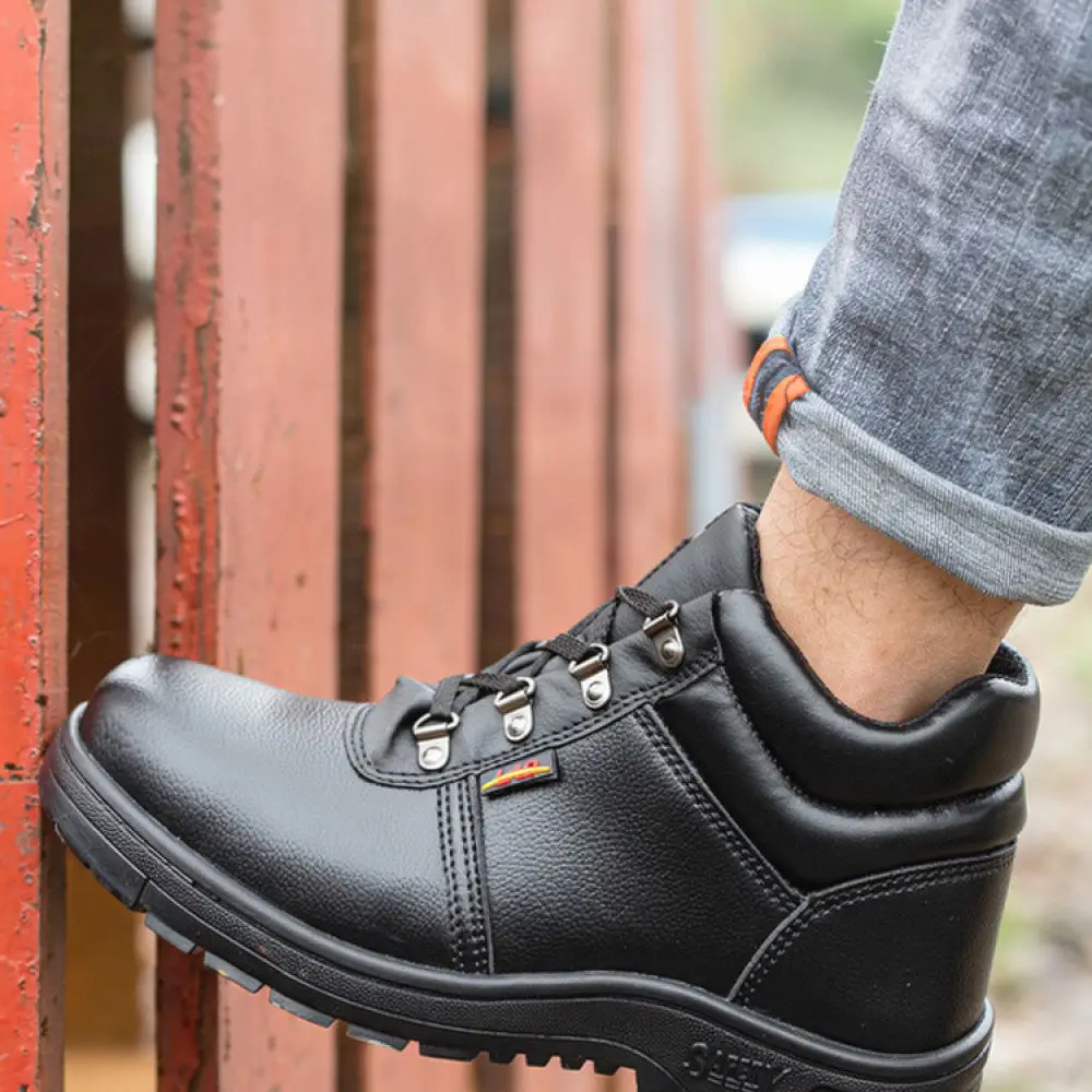 For For Leiandun High Top Safety Shoes Steel Toe Work Boots Puncture Proof Protective Footwear Durable Industrial Winter Warm