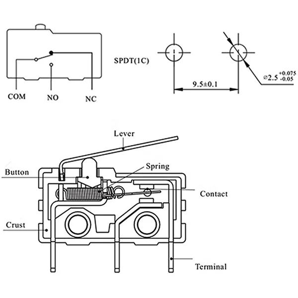 

5pcs Micro Switch Spdt Simulated Roller Lever 3 Pin Red Black Silver Plastic Metal Miniature On Off Toggle For Electronics