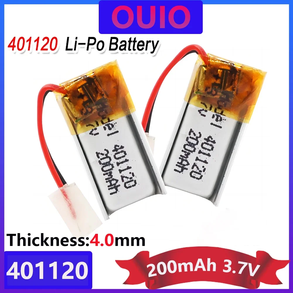 1-10Pieces 401120 Li-ion Polymer Battery 3.7v 200mAh Rechargeable Batteries CE FCC ROHS Quality Certification Safe Power Supply