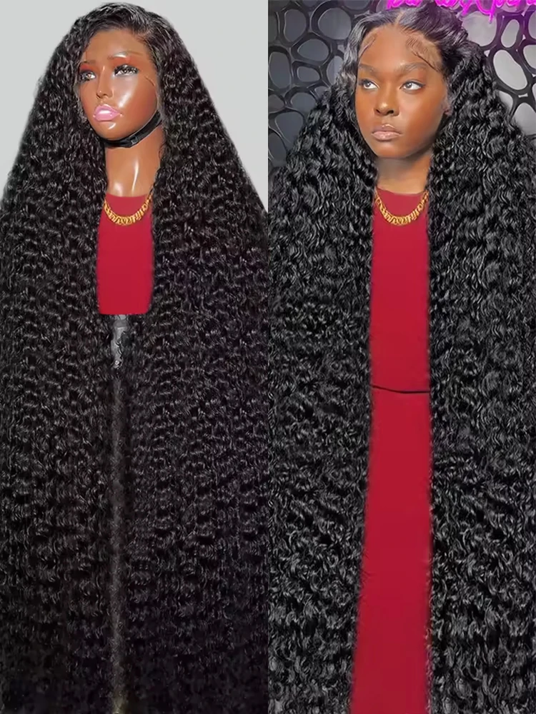 

300% High Density Curly Wigs 13x4 13x6 HD Lace Front Human Hair Wigs 40 46 Inches 360 Full Lace Frontal Deep Wave Wigs For Women