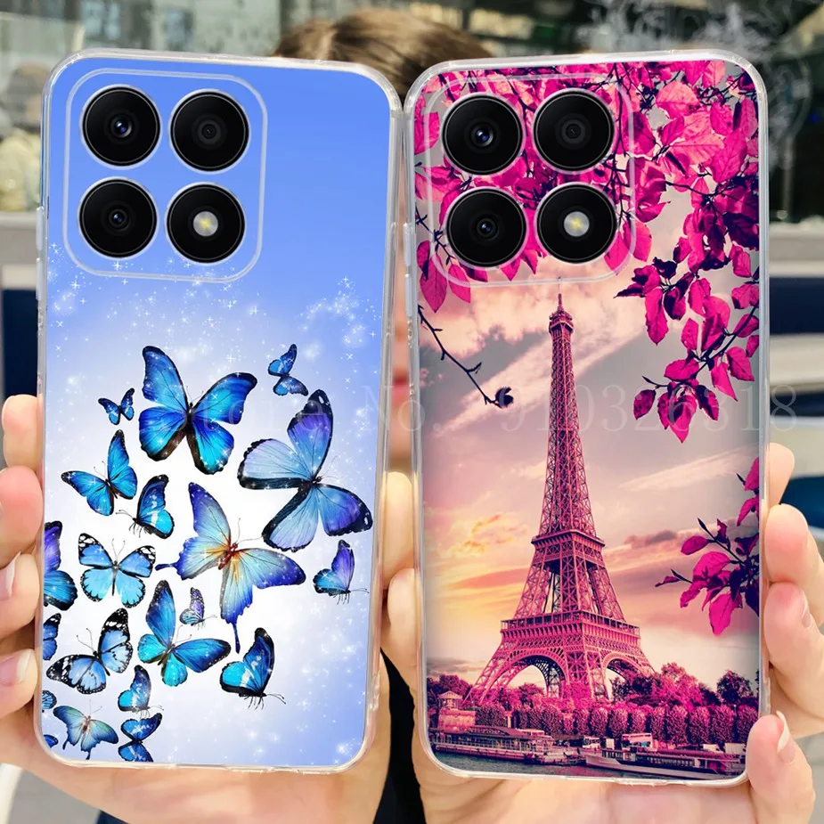 For Honor X8a Case CRT-LX1 CRT-LX2 Stylish Butterfly Cat Cover Soft Slim Phone Case For Honor X8a X 8a HonorX8a Back Cover Coque