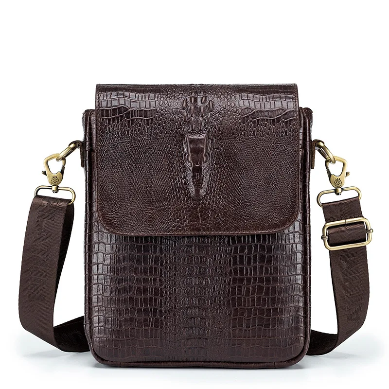 New Luxury Alligator Men's Handbags 100% Cow Genuine Leather Male Shoulder Bag Real Natural Leather Crossbody Bag Messenger Bags