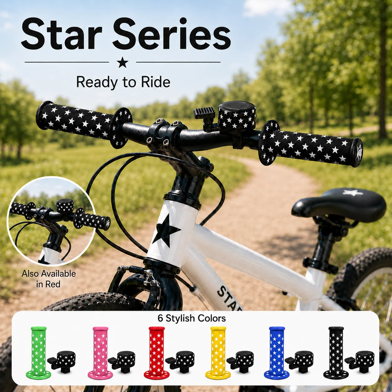 Bicycle Bell Aluminum Alloy MTB Horn Ring Safety Sound Alarm Handlerbar Cycling Warning Alarm Star printed bike grips set Child