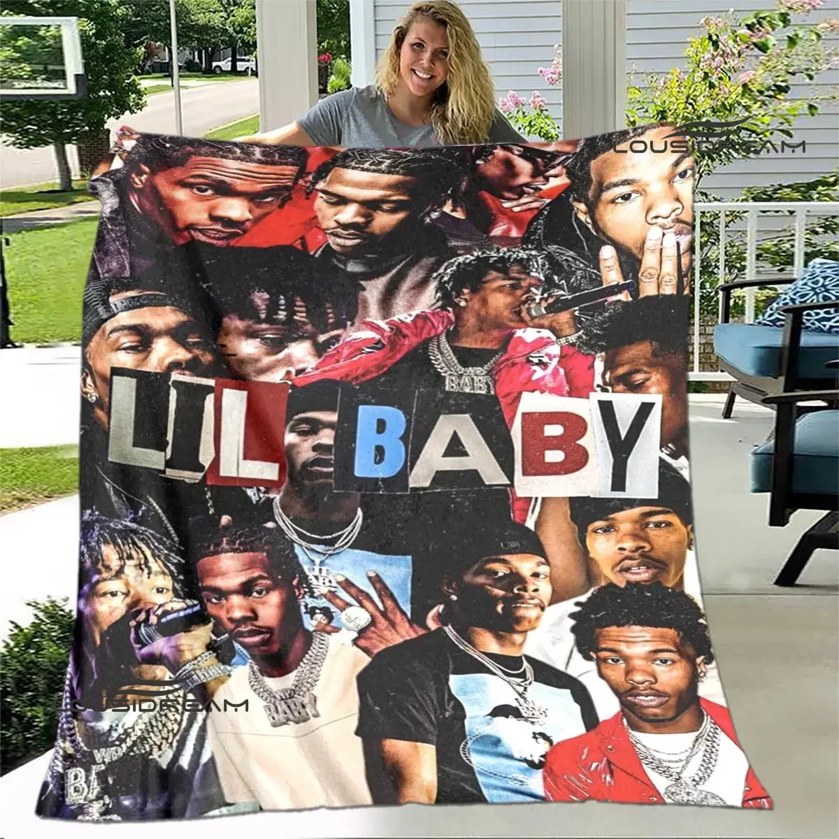 Hip -hop singer Lil Baby Printing blanket Children's Warm blanket t Flange blanket Home travel blanket bed linings Birthday Gift