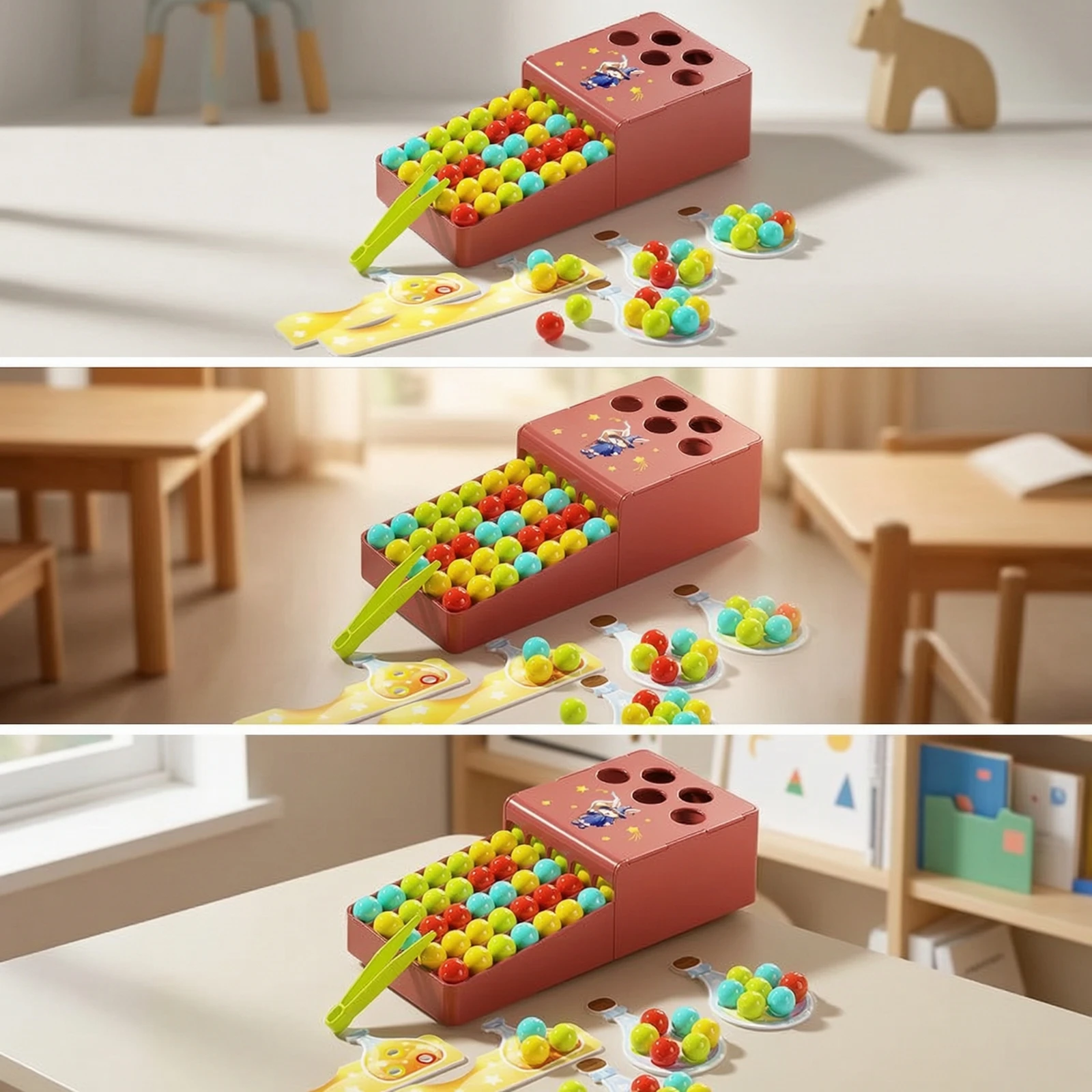 marble-game-with-tongs-portable-ball-matching-toy-desktop-sorting-game-colorful-sturdy-for-preschoolers-classroom-playroom