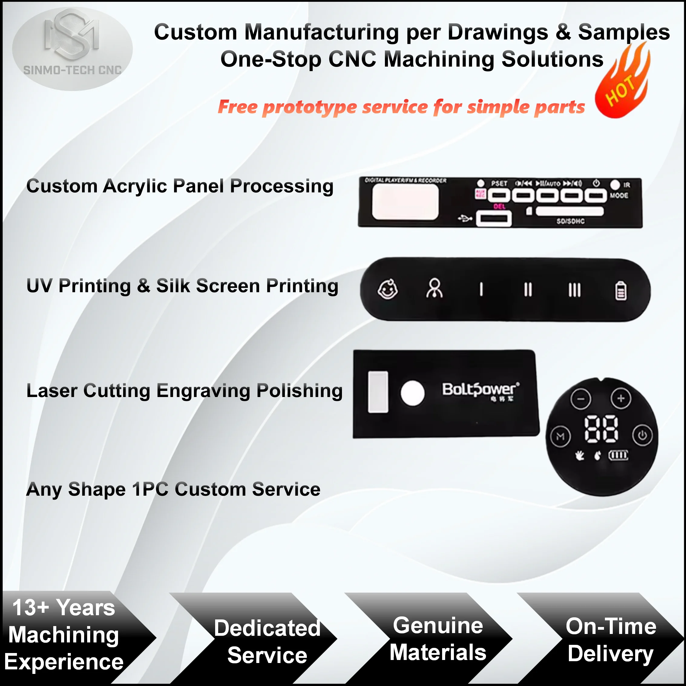

Acrylic Sheet Custom Processing CNC Cutting UV Silk Screen Printing High Precision Acrylic Panel Custom Parts