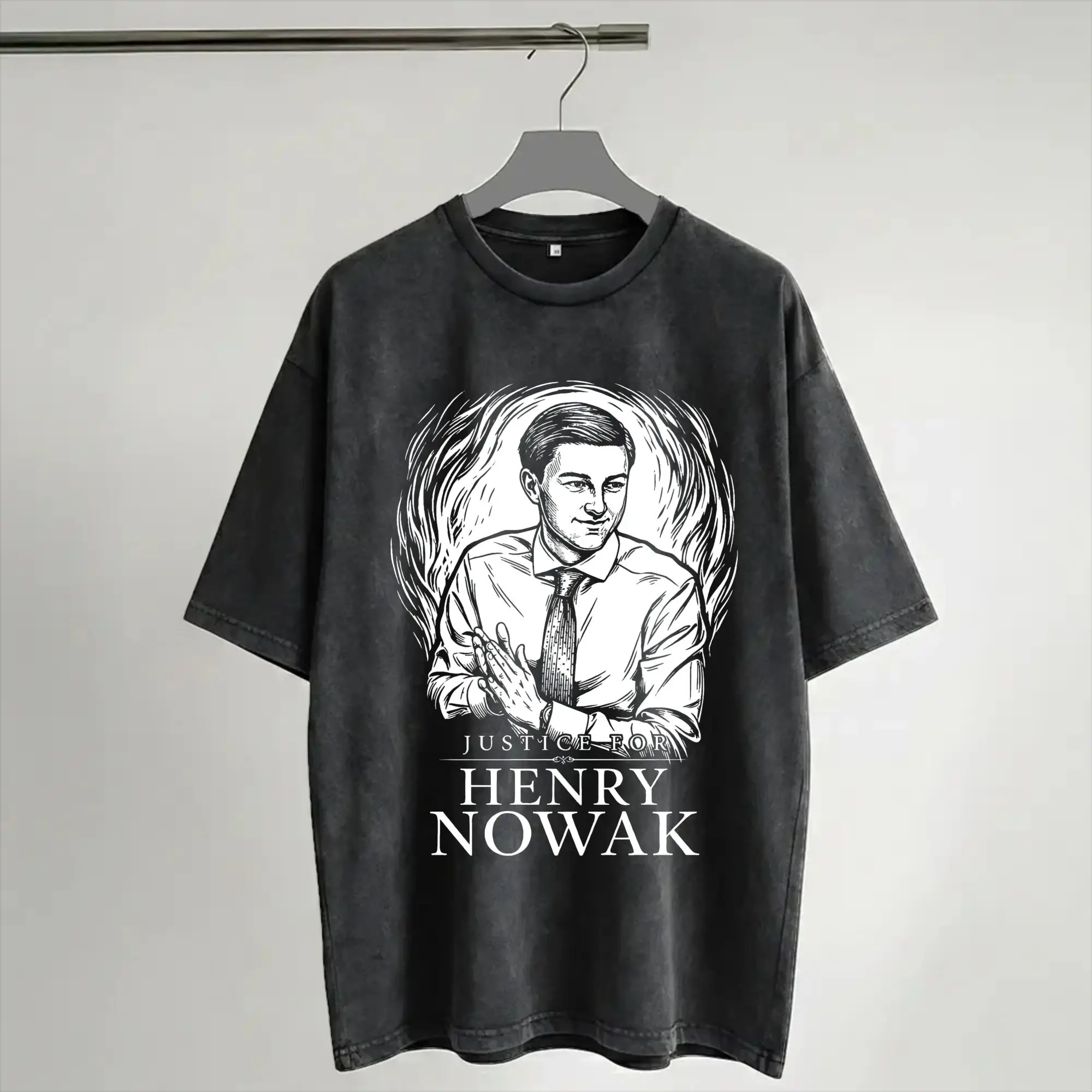 T-shirt Justice-for-Henry-Nowak Hip Hop délavé à manches courtes Harajuku Vintage pour hommes et femmes Streetwear Tees d'été