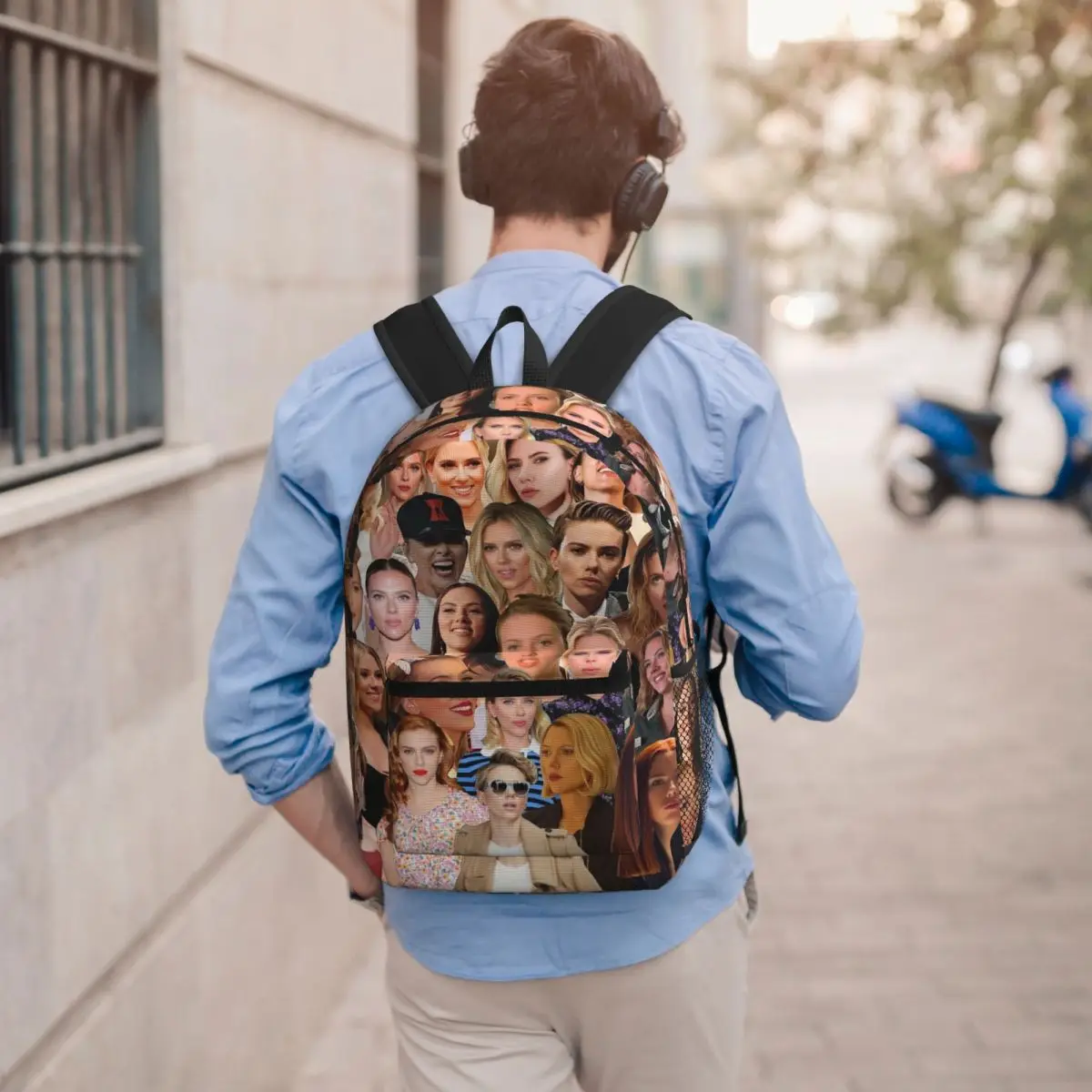 Scarlett Johansson Photo Collage Student Backpack School Bag Hiking Travel Daypack for Boys Girls Bookbag Shoulder Bags