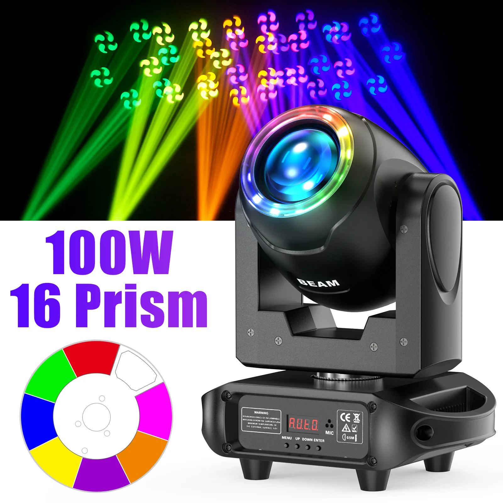 Imagem -02 - Yiflamefly-moving Head Lights para Festa de Casamento 16 Prism Stage Lights Rainbow Effect 8gobos Cores Dmx512 100w