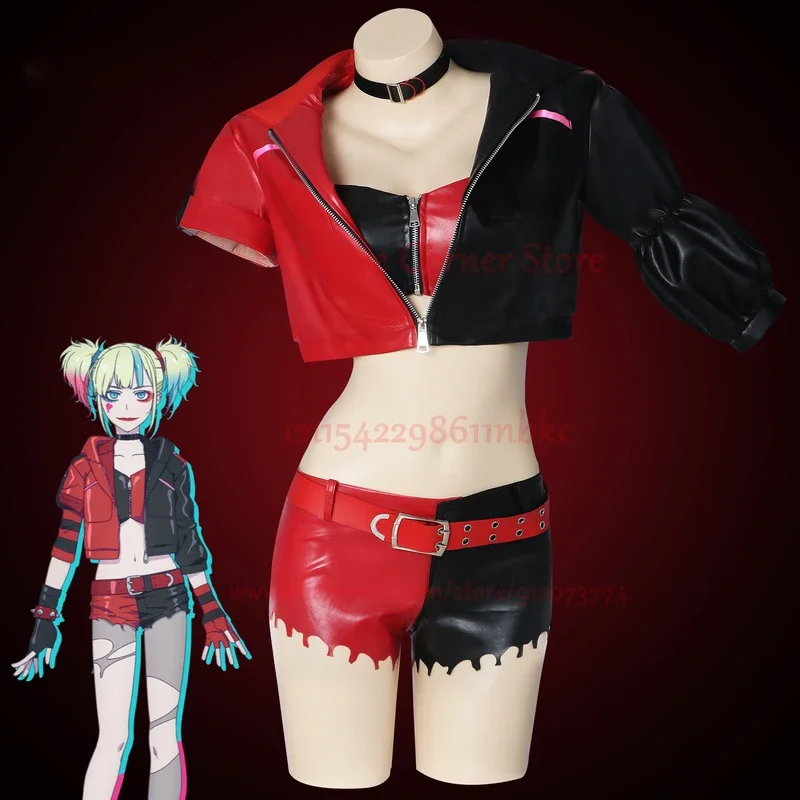 

Harley Cosplay Costume Anime Quinzel Suicide Isekai Joker Girl Squad Cosplay Halloween Costume Clown Woman Sexy Party Suits