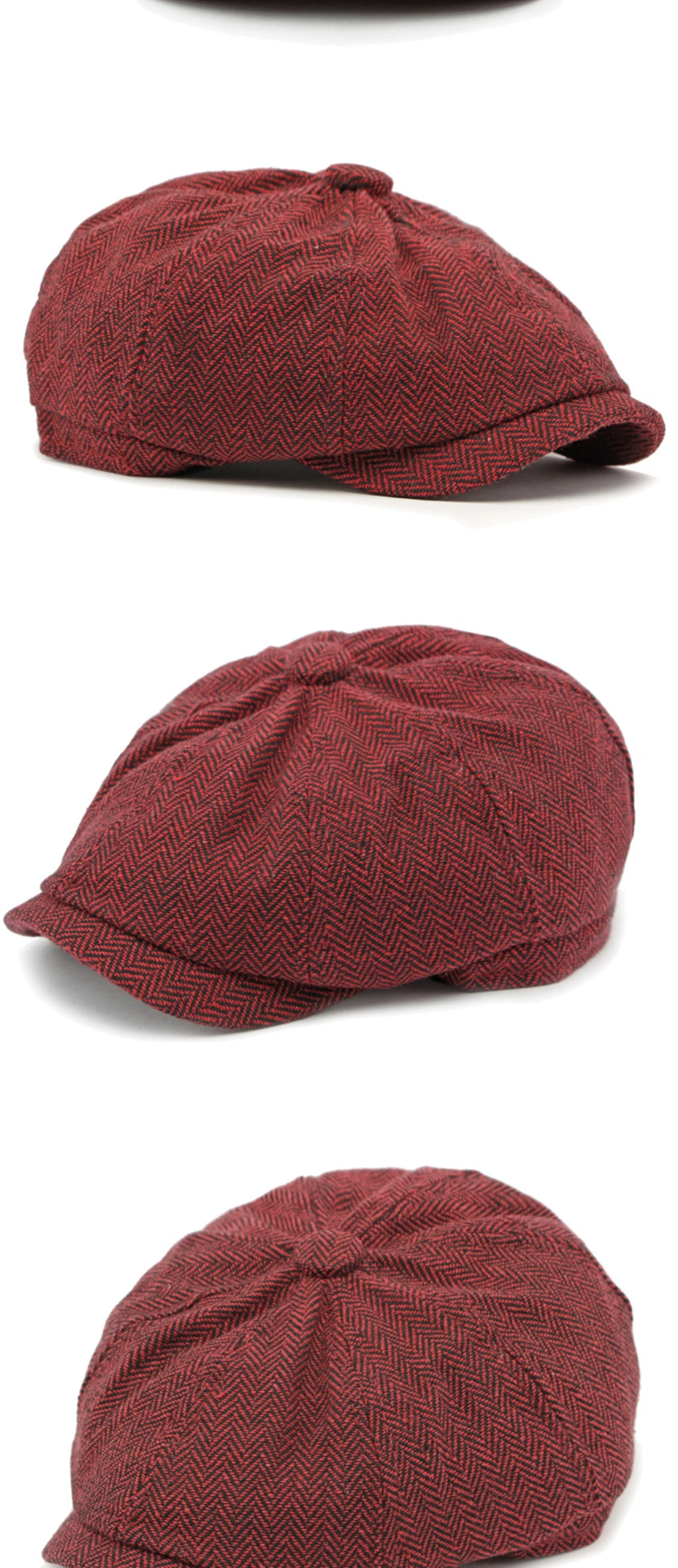 HT4608 Baskenmützen für Männer und Frauen, Künstler- und Maler-Baskenmütze, achteckige Baskenmütze, gestreifte Ivy-Flachmütze für Herren und Damen, Baskenmützen für Frühling, Herbst und Winter. – Detail 9