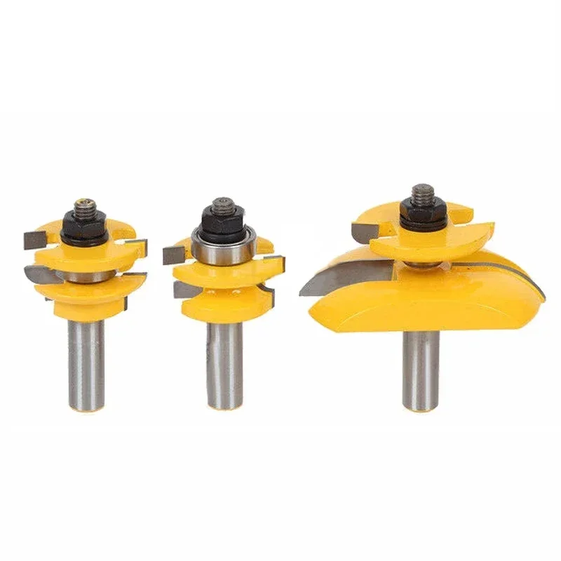 

3pcs 12mm 1/2" Shank Round Over Rail Stile Cove Panel Raiser Router Bit Set Tenon Cutter Milling