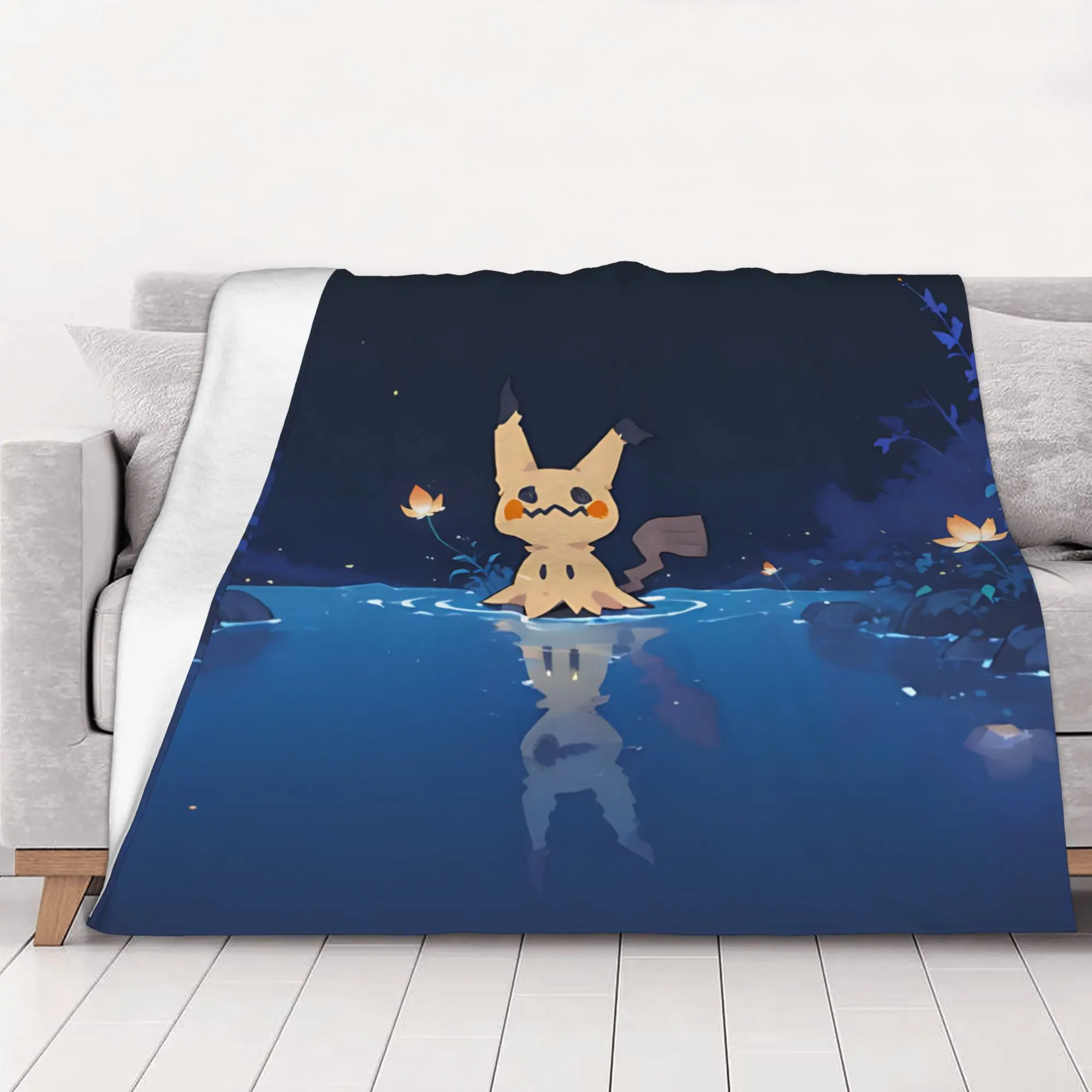 1PC Anime Pokemon Theme  home room decorations Winter Blankets for Adults Bedding Home Interior Sofa Knee