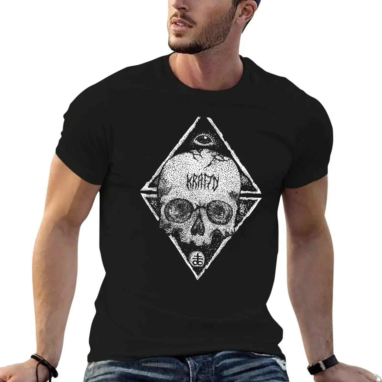 

Satanic Skull Evil Eyed Death Will Find You by KRAFTD T-Shirt plain plus size tops mens shirts graphic tee