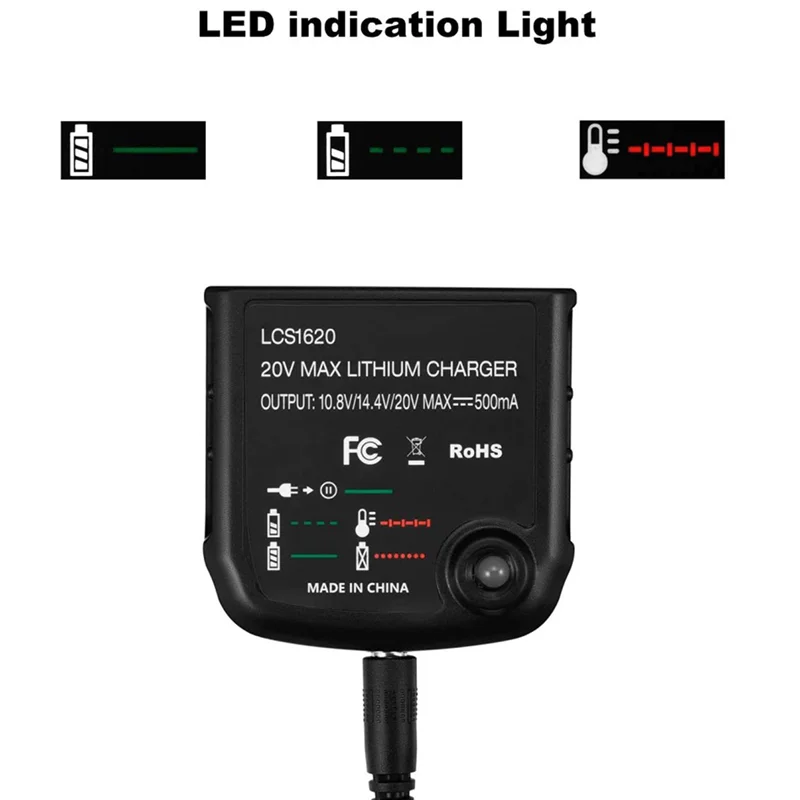 

YFYS Li Battery Charger For Black Decker 10.8V 14.4V 20V LBXR20 LB20 LBX20 LBX4020 Electric Drill Screwdriver Tool,EU Plug