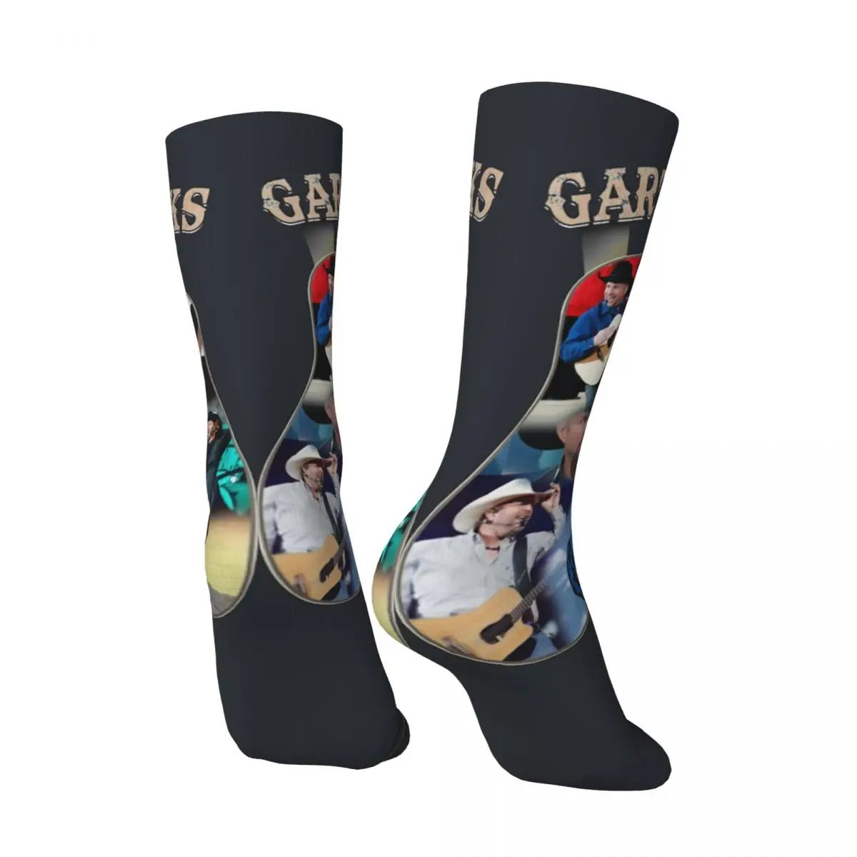 Funny compression Garth BROOKS Guitar Signature Sweat Sock for Men Harajuku garth brooks Seamless Pattern Printed Crew Sock Gift