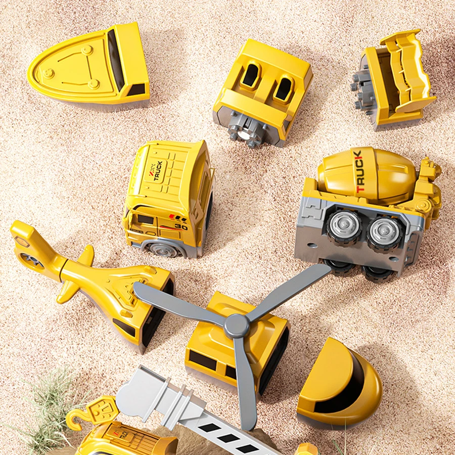 Robot de de deformación magnética, coche de ingeniería, bloques magnéticos para niños pequeños, juguete de actividades, coche Robot transformador de juguete