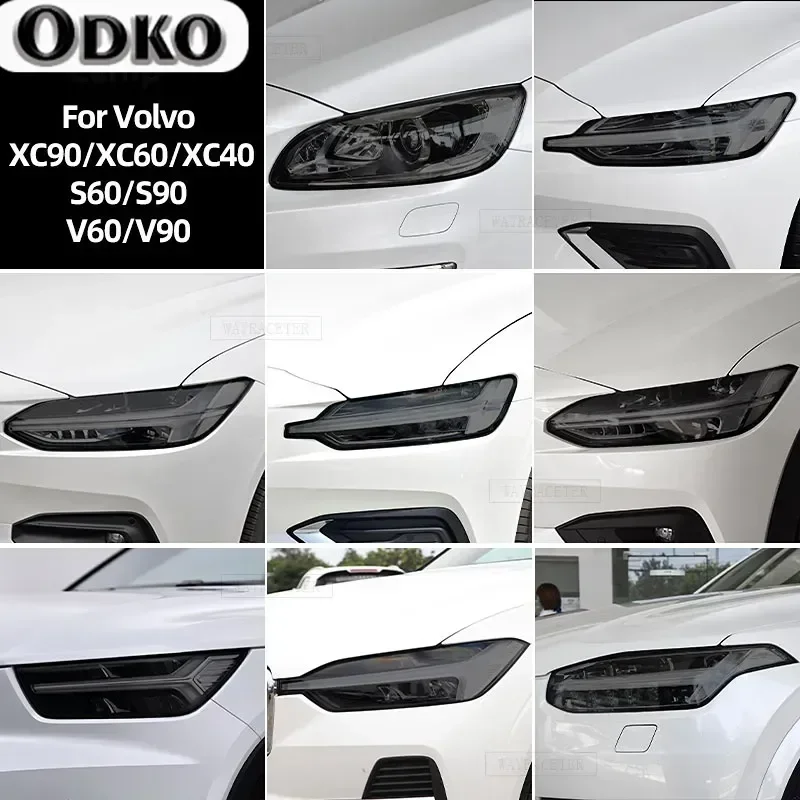 

Для Volvo XC40 XC60 XC90 S60 S90 V60 V90 2020 2021 2022 дымчато-черная наклейка из ТПУ, прозрачная защитная пленка для фар автомобиля