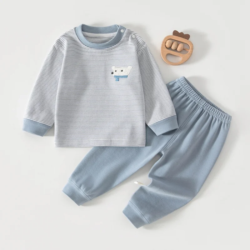 

2026 Autumn Baby Pajamas 6M-3T Girl Newborn Sleepwear Sets Infant Clothes Comfortable Stripe Boy Tops Homewear