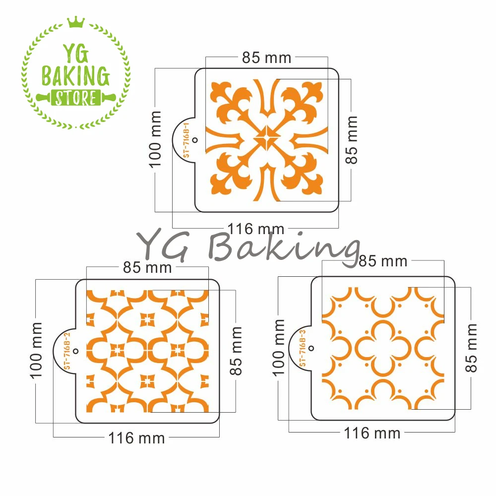 Dorica 3 Pcs/Set European Styles Flower Plastic Lace Side Cookie Stencils Kitchen Pastry Cake Decorating Tools Bakeware