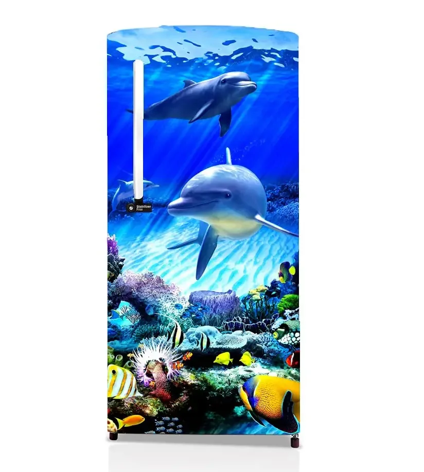 Cartoon Marine Life Refrigerator Stickers Underwater World Animals Fridge Sticker Wallpaper Home Decor Mural Decal Self-adhesive