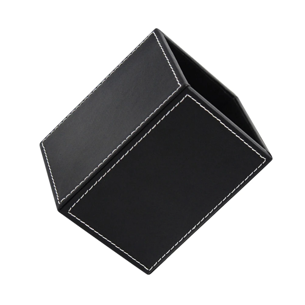

1Pcs Stylish Black PU Pen Holder Square Desktop Organizer Pencil Pot Office Supplies Container Pen Holder