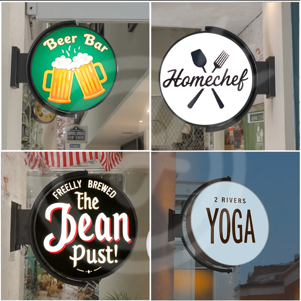 Segnaletica personalizzata con scatola luminosa rotante a 360 gradi Lettere a led in acrilico Luce esterna Logo Targhe da parete Design personale Lightbox Home Luminoso