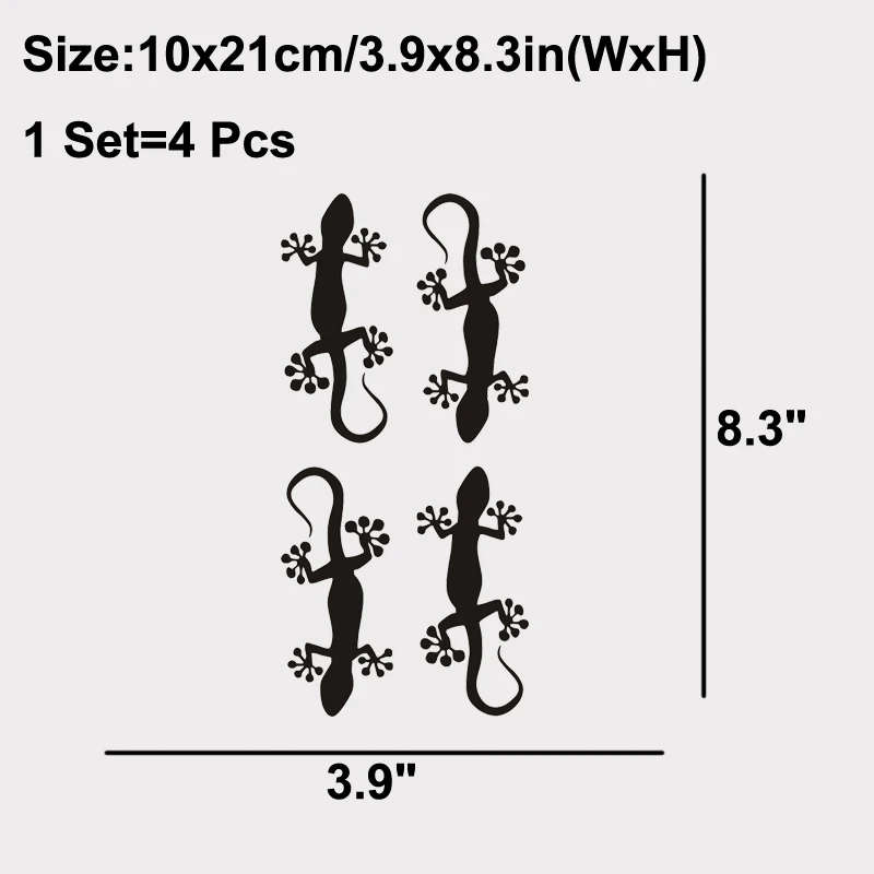 X4 Gecko GECKO\'S LIZARD Wall Tattoo Sticker Sticker Car Bike Motorhome PVC Wall Sticker 20 Colour Choose