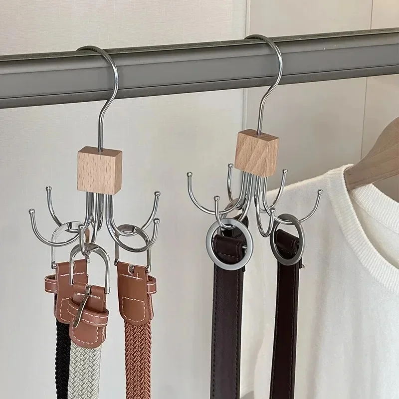 360° Rotating Belt Hanger Hook Durable Metal Belts Rack Organizer For Belts Scarves Bras Ties Home Dorm Storage Hangers